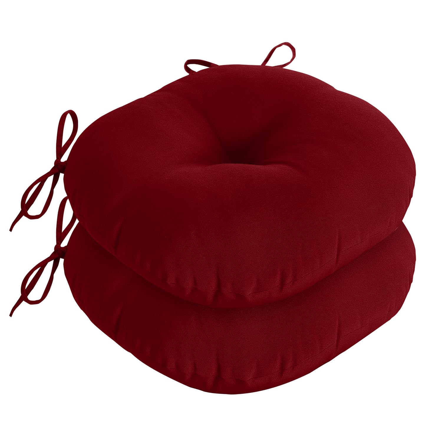Downluxe Round Outdoor Chair Cushions, Waterproof Memory Foam Bistro Patio Furniture Cushions 15' X 15', Brick Red, 4 Pack For