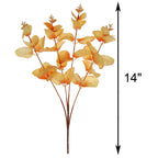 Tinsow Artificial Eucalyptus Stems Orange Real Touch Leaf Branches Faux Eucalyptuses Fall Centerpiece Halloween Thanksgiving Har