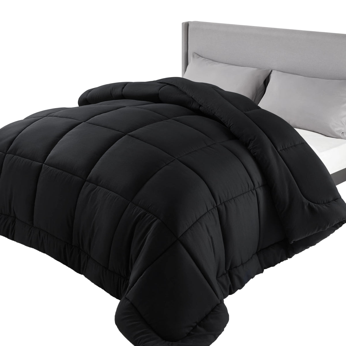 Bedsure Duvet Insert Full Comforter Black - All Season Quilted Down Alternative Comforter For Full Bed, 300Gsm Mashine Washable