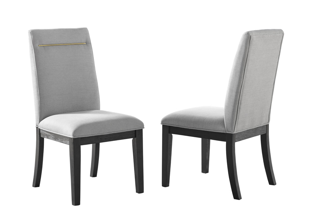 Steve Silver Yves Gray SilverShield Side Gold Accent-Rubbed Charcoal Finish Perforamnce Chiars, Set of 2 Chairs, Modern, Contemporary Styling, Performance Fabric, Dining Room, 20 x 25.5 x 40, Grey