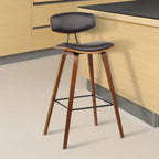 HomeRoots Poplar, Metal, Faux Leather 26â€ Brown Faux Leather Mid Century Modern Bar Stool