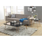 Acme Telestis 22" Square Marble Top End Table in Black and Gold