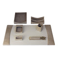 Protacini D6304 7 Piece Leather Desk Set, 34.75 X 20.75 X 5.38, Beige