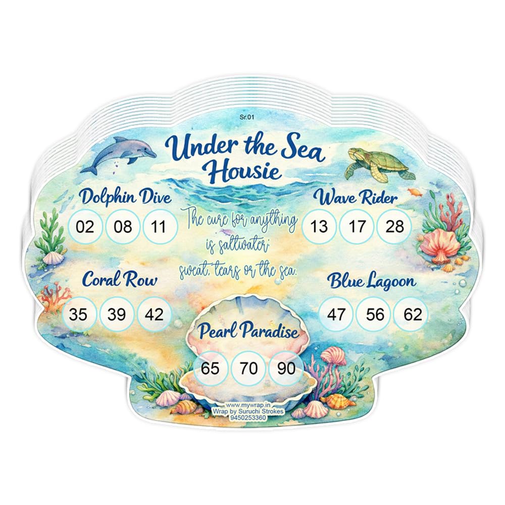 Suruchi Strokes Tambola Ticket Theme Marine| Under the Sea Housie Game for Birthday |Kitty Party (40 Tickets)
