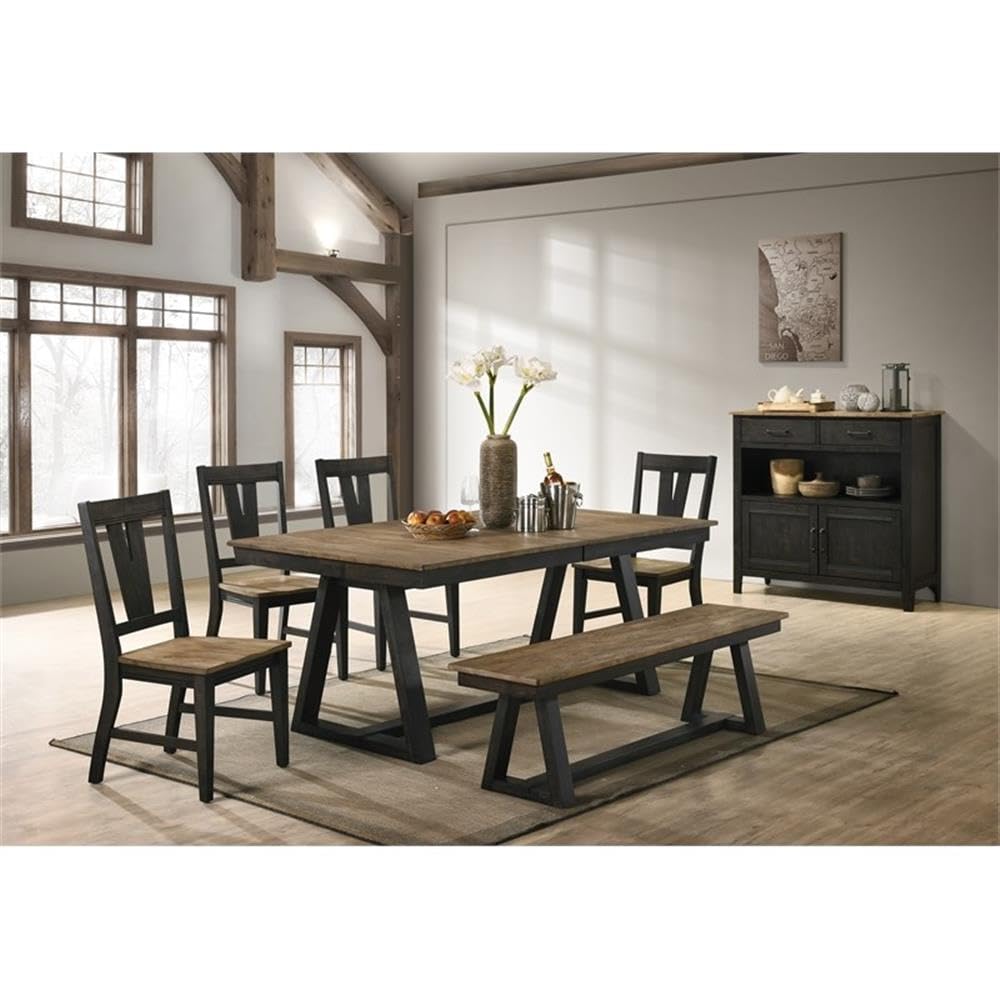 Intercon Harper Trestle Table, Brushed Brown & Pecan Furniture
