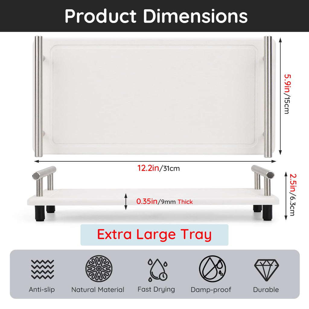 Segbeauty 12X6In Quick Dry Stone Sink Tray, Water Absorbent Instant Drying Diatomite Tray For Sink, Bathroom Tray Countertop Org