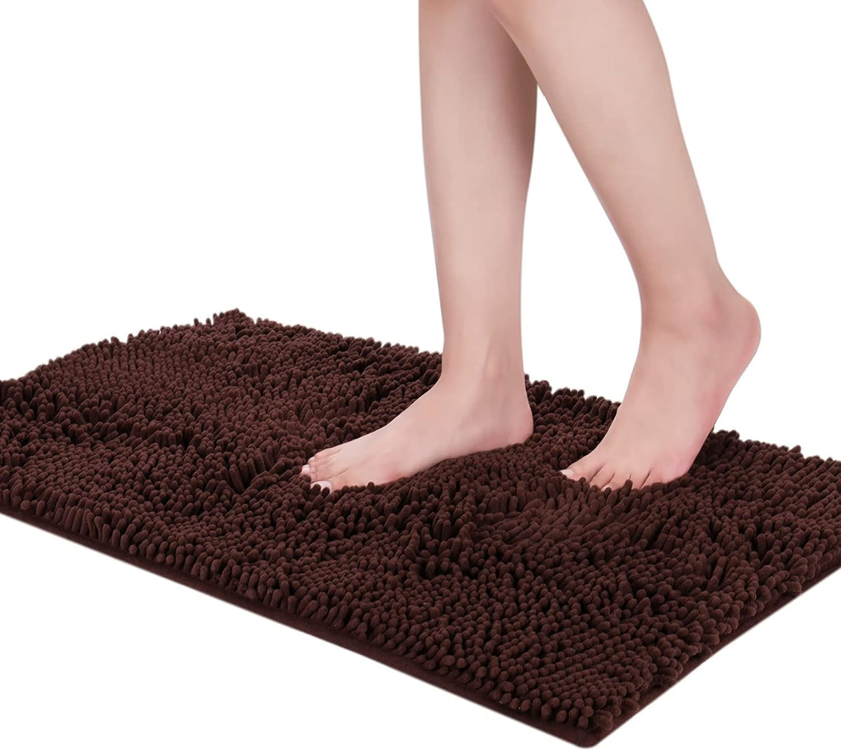 RIGJAK Shaggy Chenille Rectangular Bath Mat (50X80 Cm) Extra Soft Super Absorbent Anti Skid Door Mats for Home/Bathroom/Bedroom/