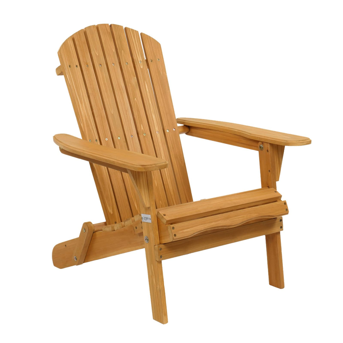 Vingli Folding Adirondack Chairs Wood Lawn Chair Wooden Lounger 350 Lbs Support Fire Pit Seating Natural Finished Weather Resistant Indoor Outdoor Furniture