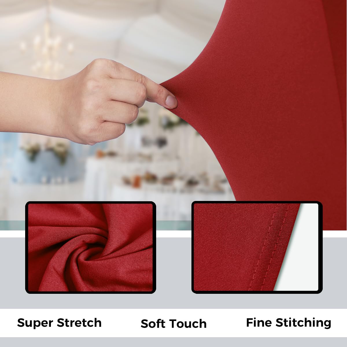 Babenest Spandex Folding Chair Covers Upgraded Universal Stretch Washable Fitted Chair Slipcovers Protector For Wedding, Holidays, Banquet, Party, Celebration (30, Red)