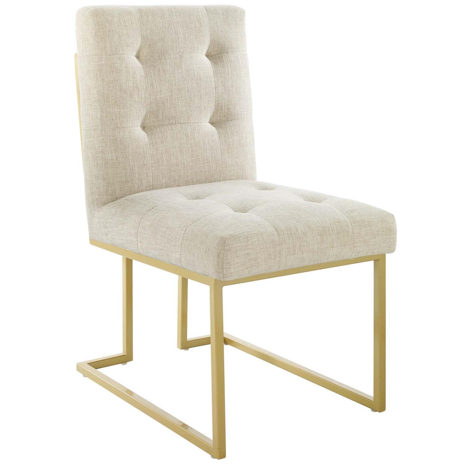 Modway Privy Upholstered Gold Stainless Steel Dining Chair In Gold Beige