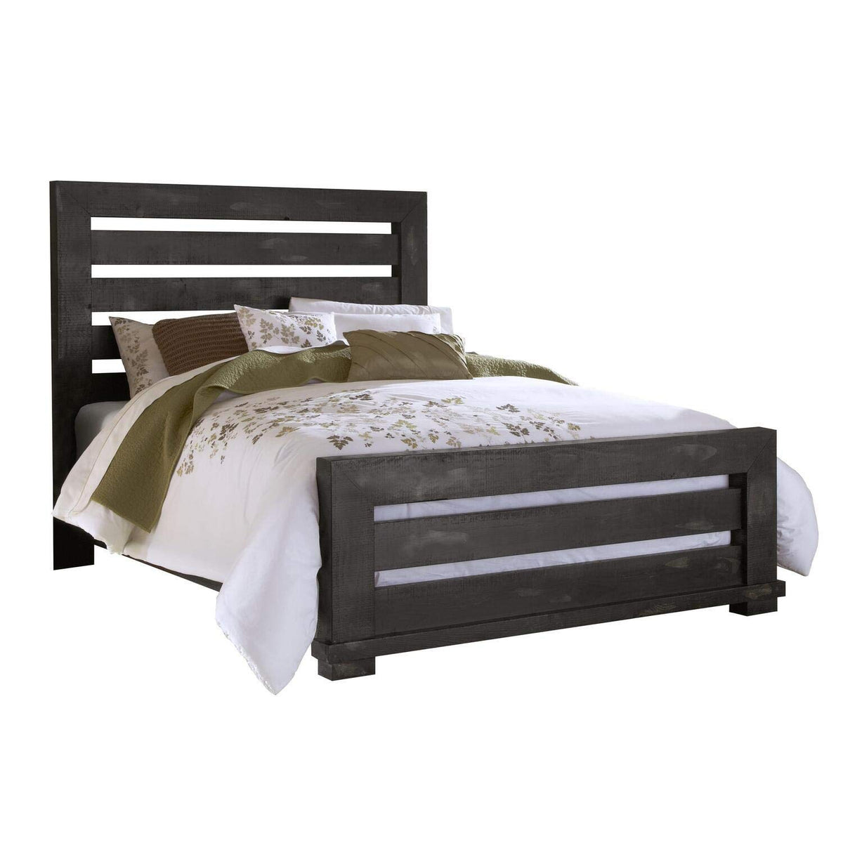 Progressive Furniture Willow King Slat Complete Bed, Distressed Black