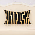 Alerfa 12 X 20 Inches Black Geometric Silver Leather Striped Cushion Cases Luxury European Throw Pillow Covers Decorative Pillow
