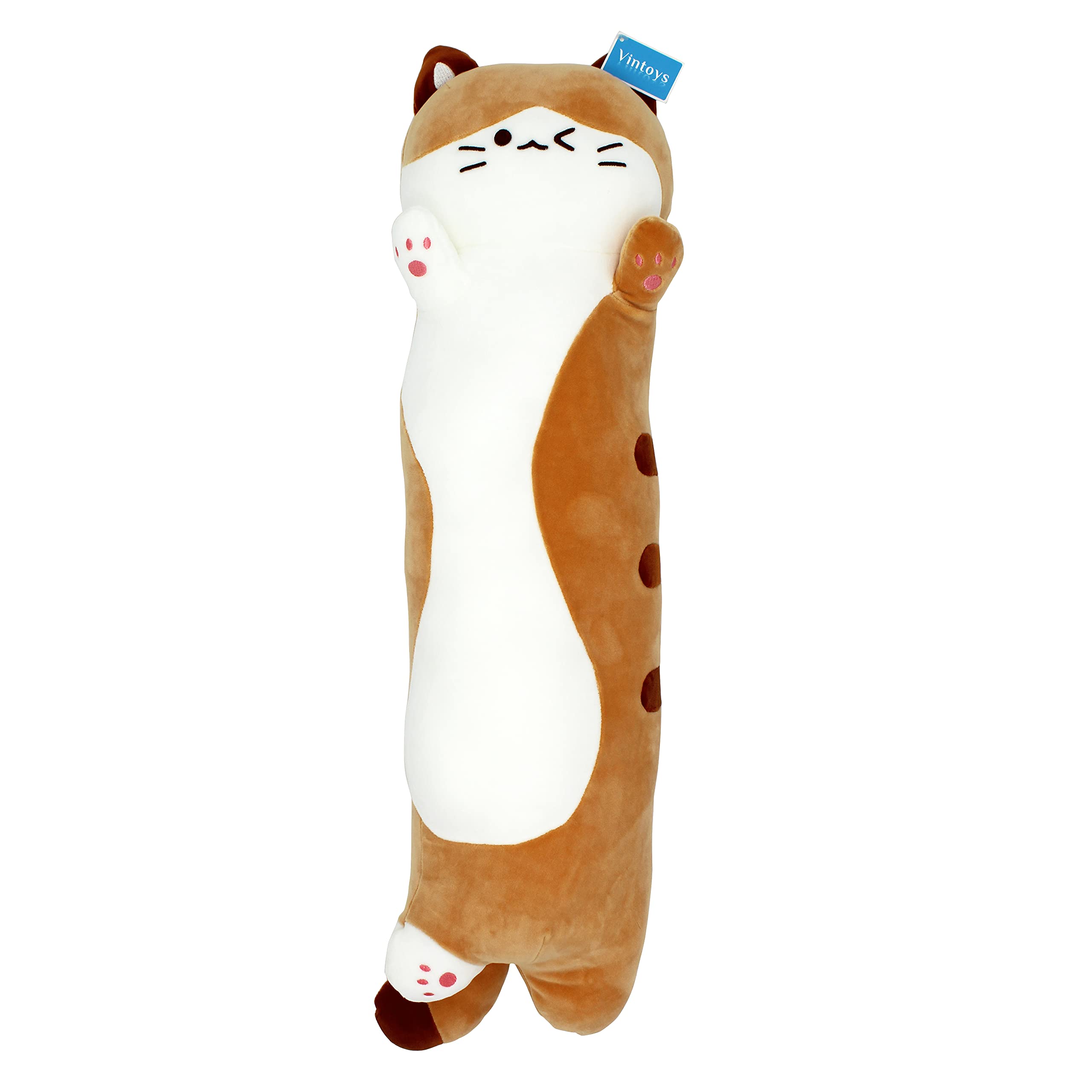 Vintoys Very Soft Cat Long Hugging Pillow Plush Kitten Kitty Stuffed Animals Brown 26'