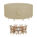 Easy-Going Round Patio Furniture Cover Waterproof Outdoor Dining Table And Chair Cover Anti-Uv Outside Sectional Sofa Set Covers (72'Dia X 28'H, Camel)