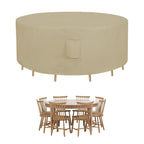 Easy-Going Round Patio Furniture Cover Waterproof Outdoor Dining Table And Chair Cover Anti-Uv Outside Sectional Sofa Set Covers (62'Dia X 28'H, Camel)