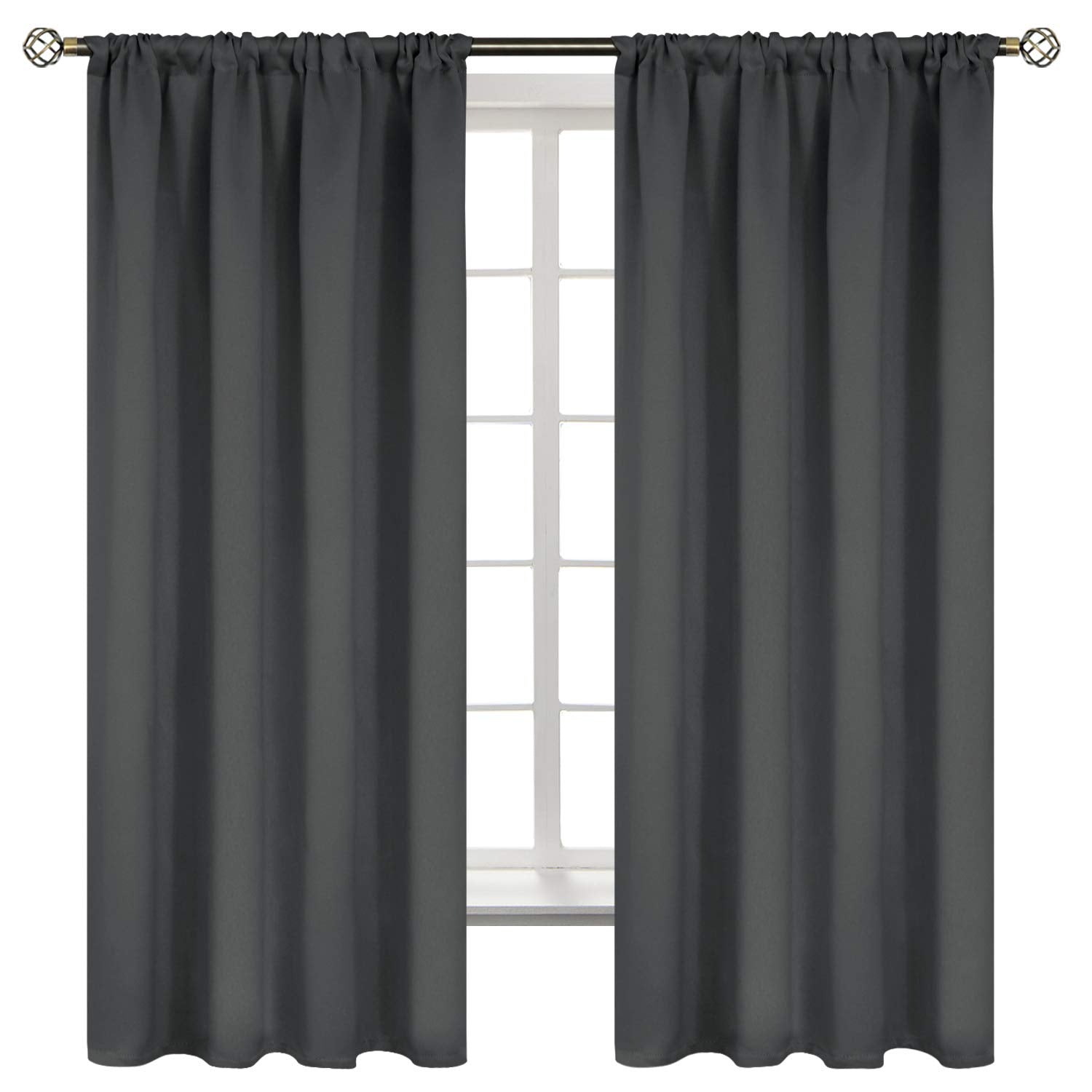 Bgment Rod Pocket Thermal Blackout Curtains 63 Inches Length, Dark Grey Room Darkening Insulated Drapes For Bedroom Nursery Office, 42 X 63 Inch, 2 Panels