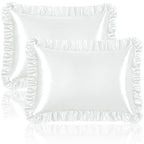 Homiest Ruffle Satin Pillowcase for Hair and Skin, King Size Satin Pillow Covers Silky Pillow Cases Set of 2, Satin Ruffled Pill