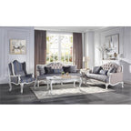 Acme Ciddrenar Button Tufted Fabric Upholstered Loveseat in White