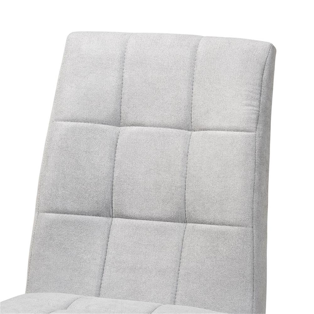 Baxton Studio Tara Mid-Century Modern Transitional Light Grey Fabric Upholstered and Walnut Brown Finished Wood 2-Piece Dining Chair Set