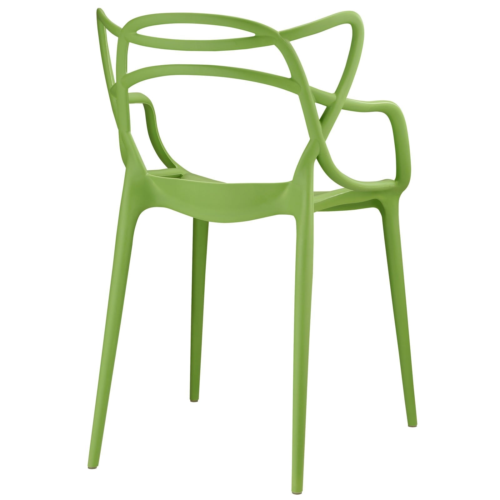 Modway Entangled Modern Molded Plastic Kitchen and Dining Room Arm Chair in Green - Fully Assembled