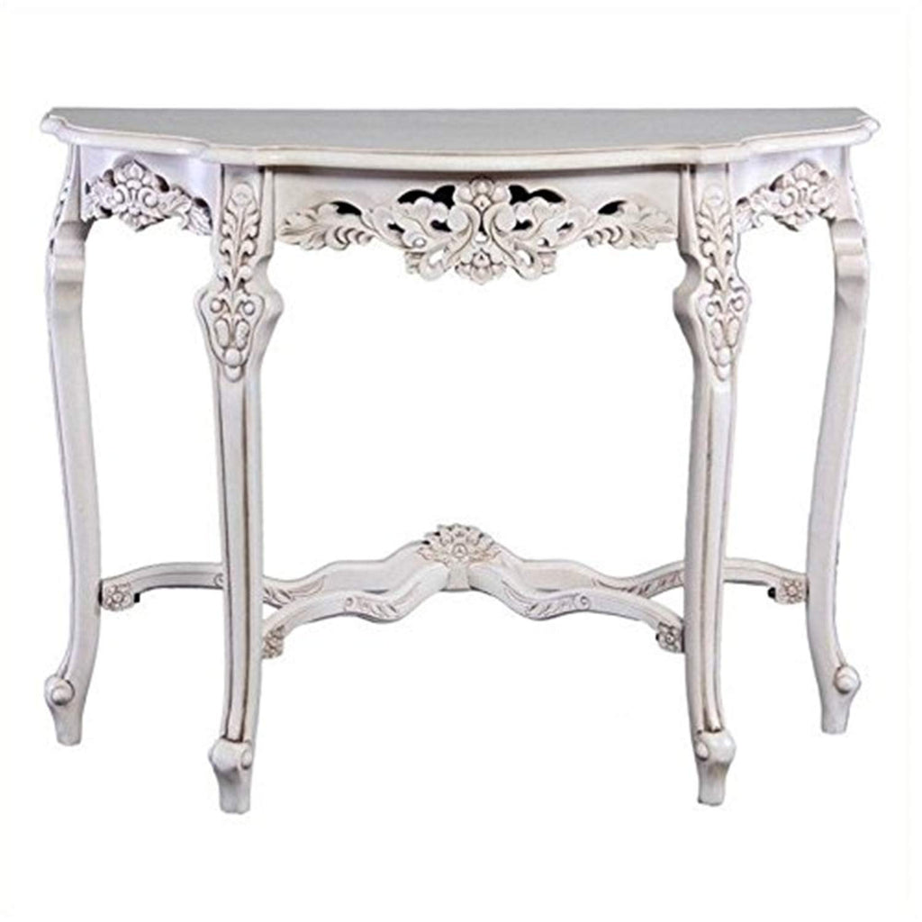 International Caravan Furniture Piece Windsor Hand-Carved Half Moon Console Table