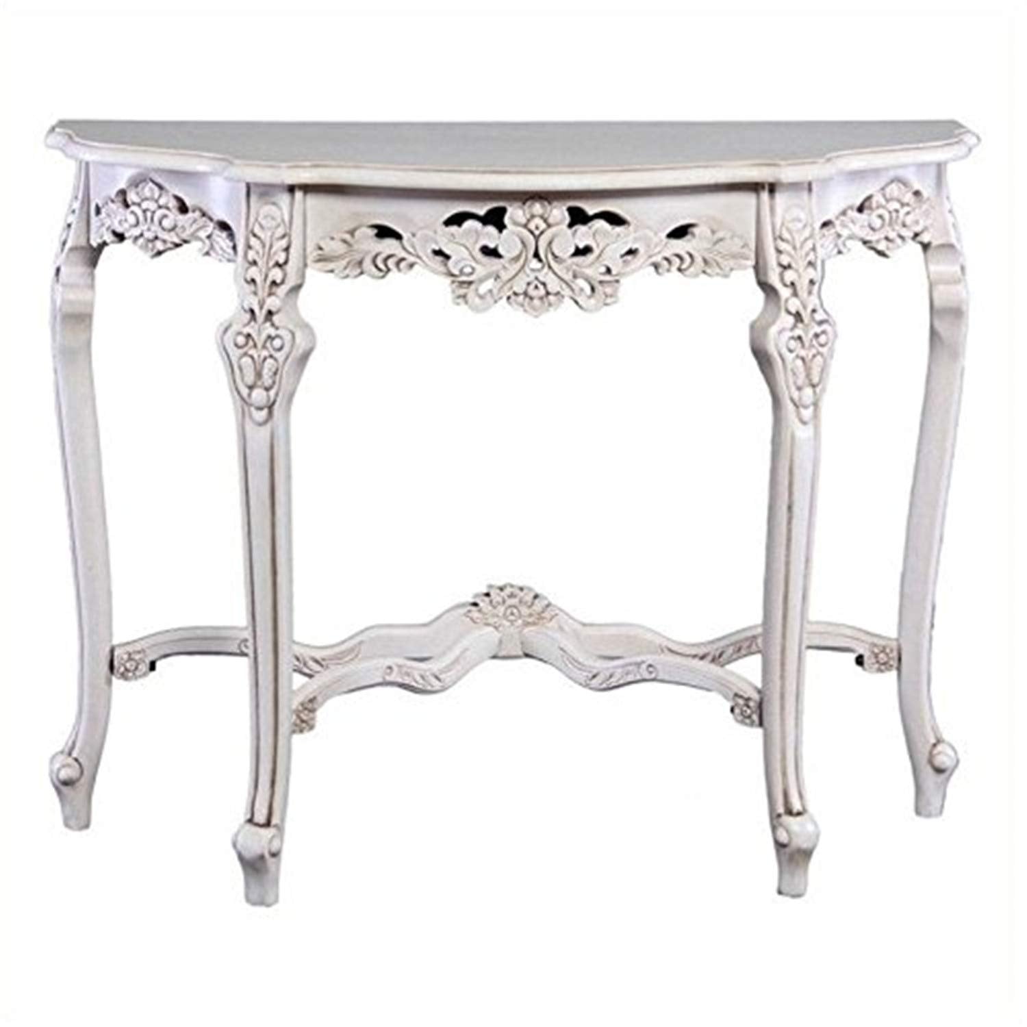 International Caravan Furniture Piece Windsor Hand-Carved Half Moon Console Table