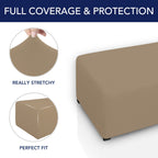 Purefit Super Stretch Soft Form Fit Ottoman Cover Rectangle - Ottoman Slipcovers For Foot Stool & Folding Storage Furniture For Living Room With Nonslip Elastic Bottom (Small, Camel)