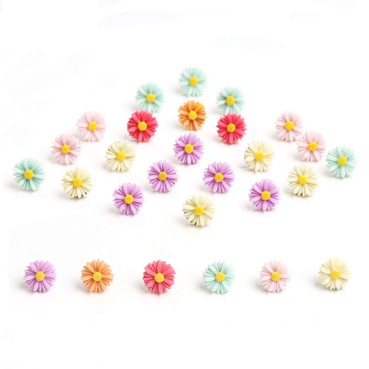 30 Pcs Small Daisy Flower Thumbtacks Decorative Resin Flower Pushpins Flower Drawing Pins For Home, Office Bulletin Board, Corkb