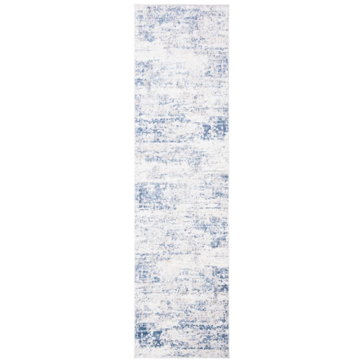 SAFAVIEH Amelia Collection Runner Rug - 22 x 6, Ivory & Blue, Modern Abstract Design, Non-Shedding & Easy Care, Ideal for High