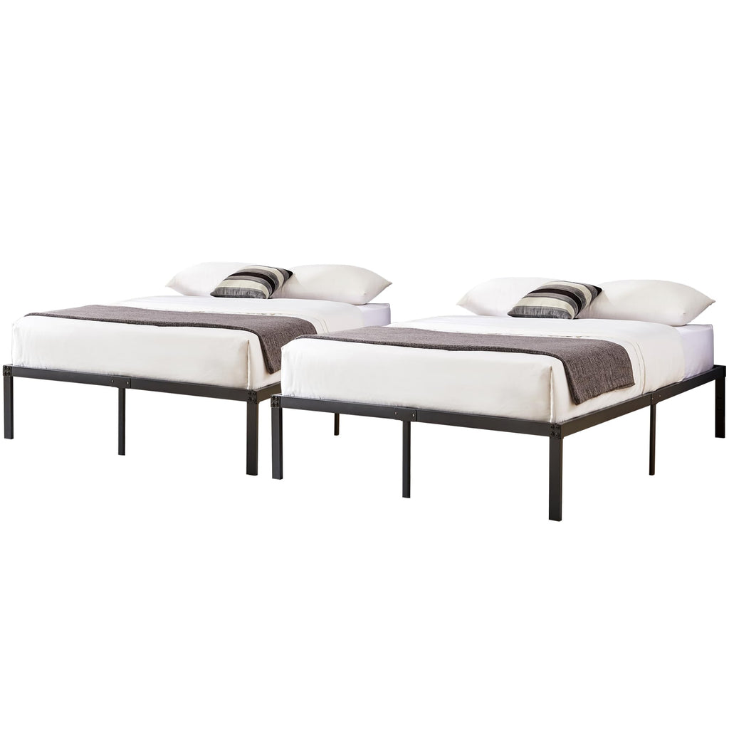 Vecelo 14 Inch Metal Full Size Bed Frame,Black Basic Steel Slats Platform,Heavy Duty Steel Slat/Noise Free&No Box Spring Needed Modern(2 Set)