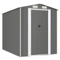 vidaXL Galvanized Steel Garden Shed, Outdoor Tool Storage with Slid Gate, Spacious Interior, Ventilated Design - Light Gray, 75.