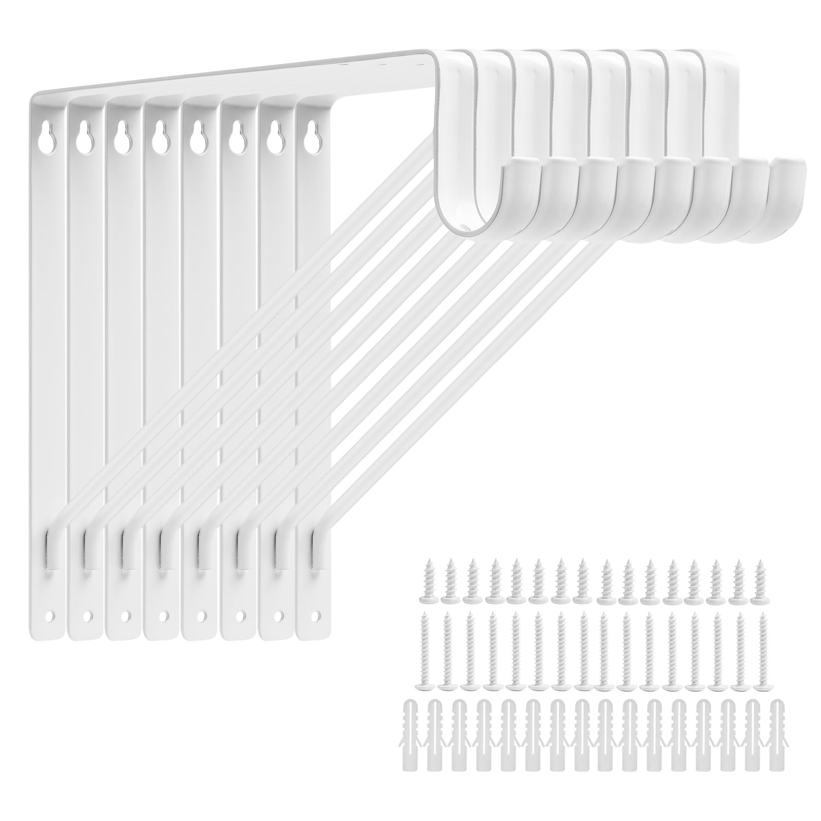 8 Pack Heavy Duty Closet Shelf & Rod Brackets 11 x 11 Inch, 300lbs Wall Mounted Closet Shelves Bracket with Rod Shelving Support