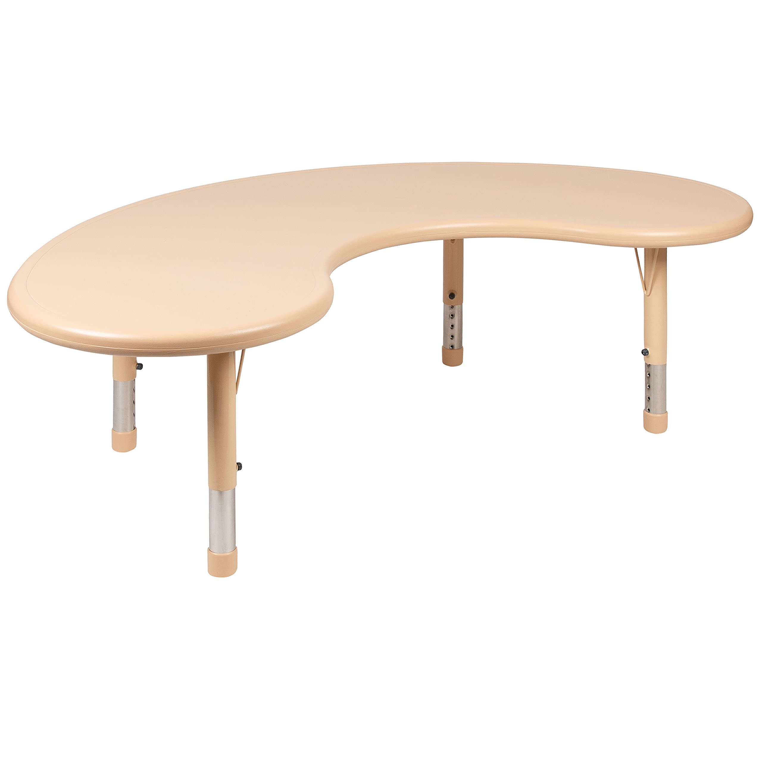 Flash Furniture Wren 35'W X 65'L Half-Moon Natural Plastic Height Adjustable Activity Table