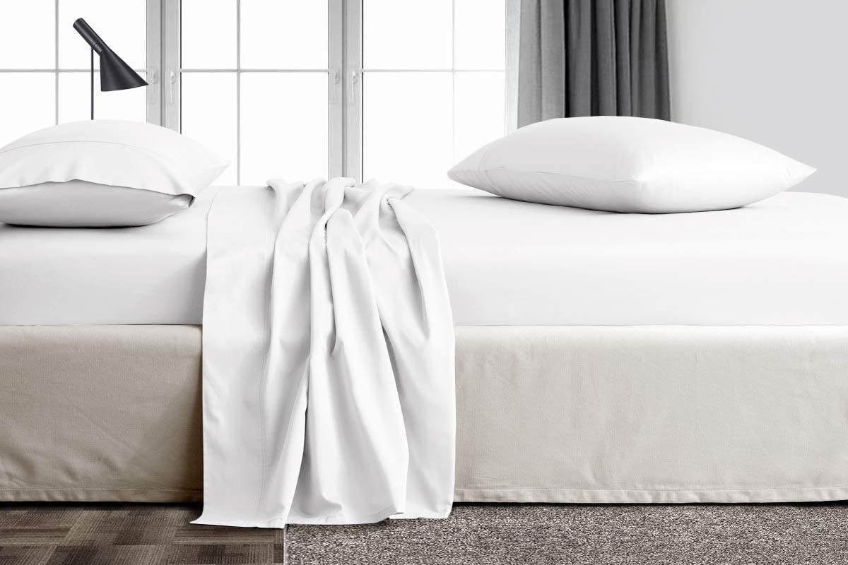 Trend Bedding Mart 4Pc Sheet Set White Solid King 100% Egyptian Cotton 600 Thread Count (King Sheet Set, White)