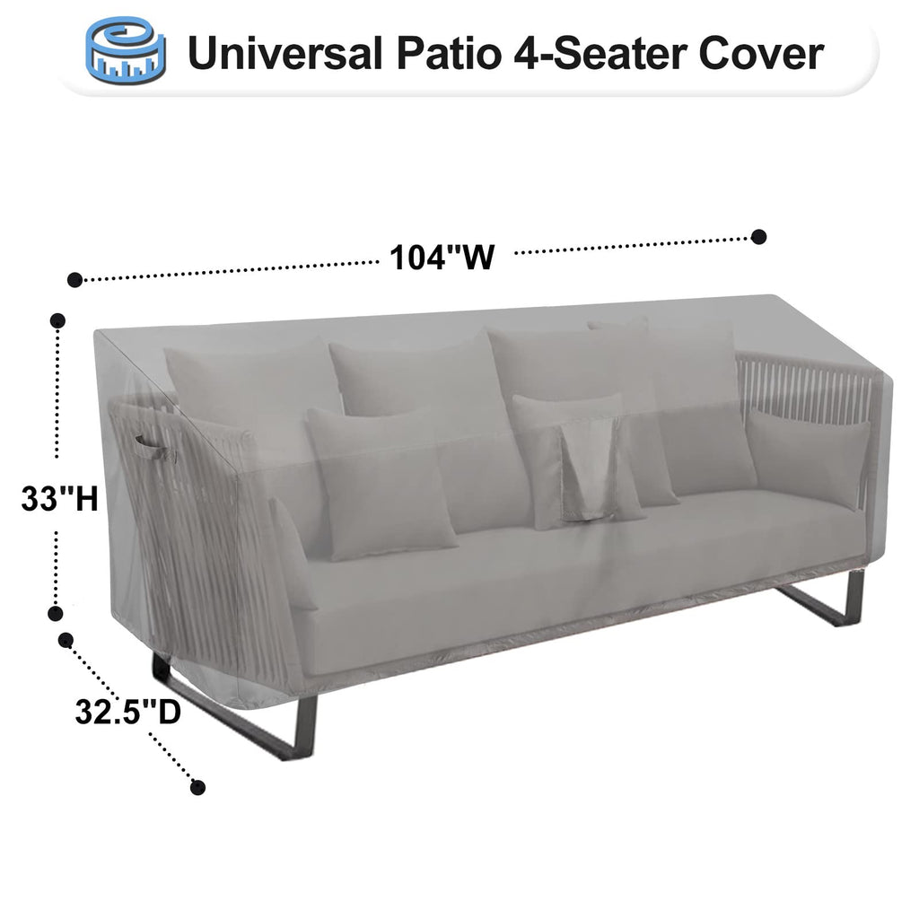 Outdoorlines Outdoor Waterproof Patio 4-Seater Couch Cover - Uv Resistant Patio Sofa Furniture Covers Weatherproof Heavy Duty Glider Covers For Outdoor Furniture, 104Wx32.5Dx33H Inches, Gray