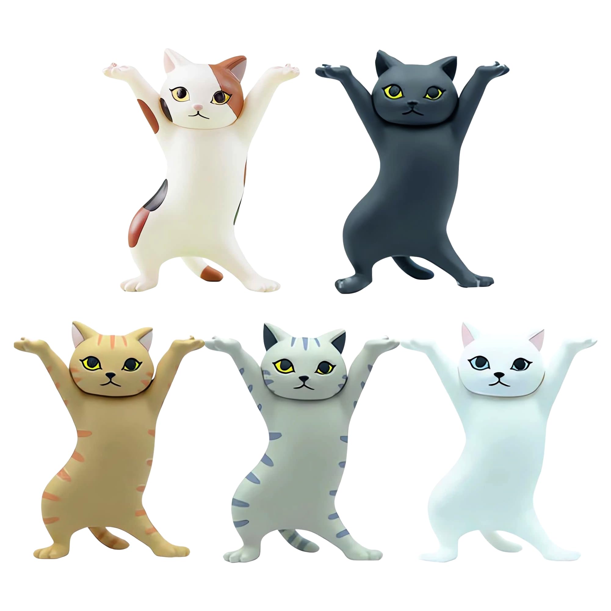 Athand Cute Gifts Desk Decor Funny Office Decor Cute Pen Holder Funny Office Desk Decor Kawaii Dancing Cat (5 Cats Set)