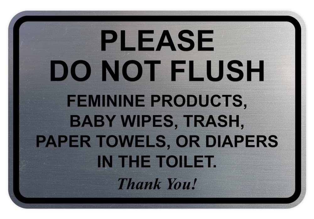 All Quality Classic Framed Please Do Not Flush Thank You Bathroom Etiquette Sign - Laser-Engraved Lettering | Durable Abs Plasti