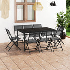 vidaXL Patio Dining Set 9 Piece Outdoor Garden Terrace Yard Patio Table and Chair Seating Seat Sitting Chair Dining Set Furniture Steel