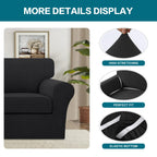 2 Piece Chair Covers Chair Slipcovers For Living Room Armchair Couch Cover Chair Sofa Cover With Individual Cushion Covers Furniture Cover For Chairs Feature Thick Jacquard Fabric (Chair, Black)