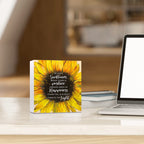 Be Like A Sunflower Bright Sunny And Positive Uplifting Positive Wooden Sign Desk Decor,Inspirational Wood Block Sign Desk Decor
