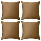 4-Pack 100% Cotton Comfortable Solid Decorative Throw Pillow Case,Thmyo Square Cushion Cover Pillowcase Sublimation Blank Pillow Covers Diy Throw Pillowcase For Sofa(24X24 Inch/ 60X60Cm,Light Coffee)