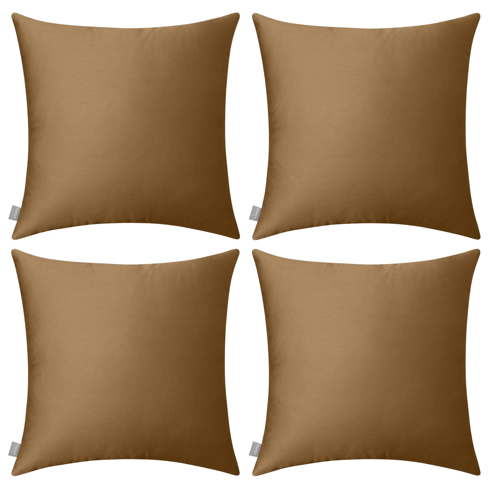 4-Pack 100% Cotton Comfortable Solid Decorative Throw Pillow Case,Thmyo Square Cushion Cover Pillowcase Sublimation Blank Pillow Covers Diy Throw Pillowcase For Sofa(24X24 Inch/ 60X60Cm,Light Coffee)