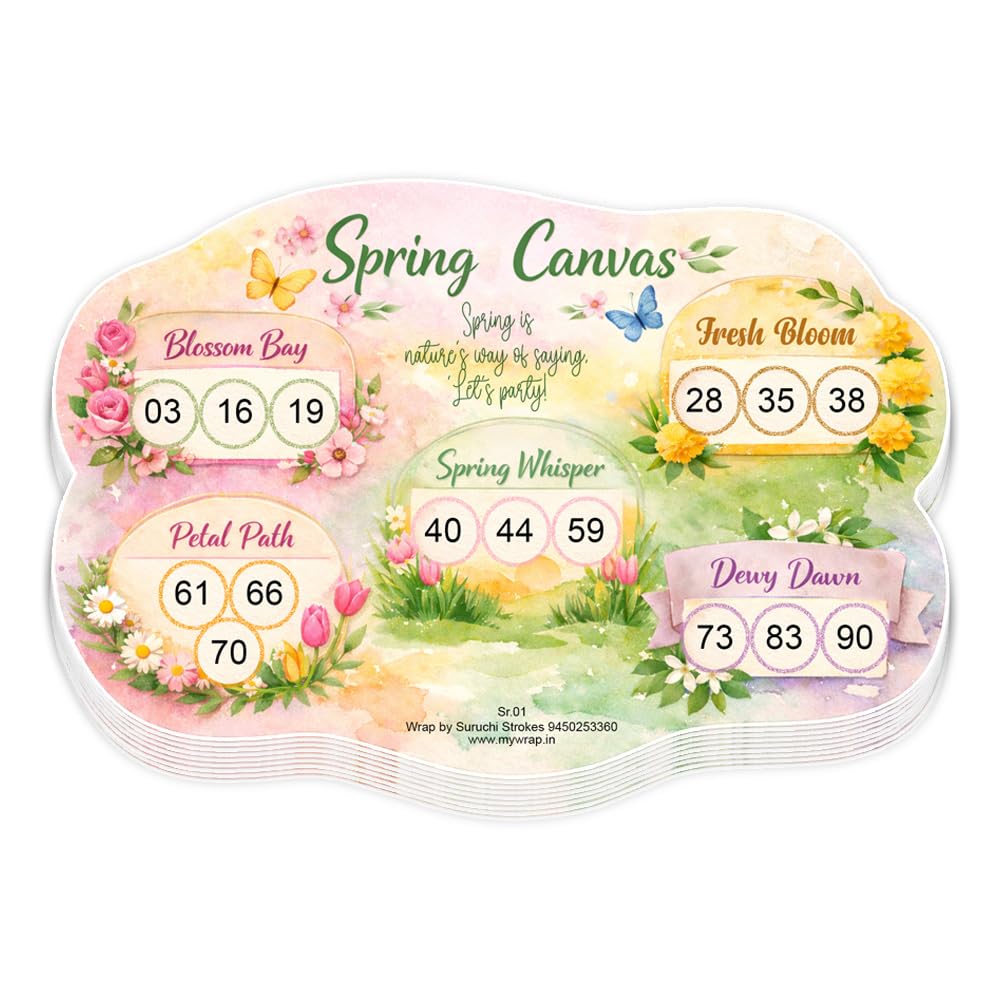 Suruchi Strokes Tambola Tickets Pastel Floral Theme Spring Garden Housie Game (20 Ticket)