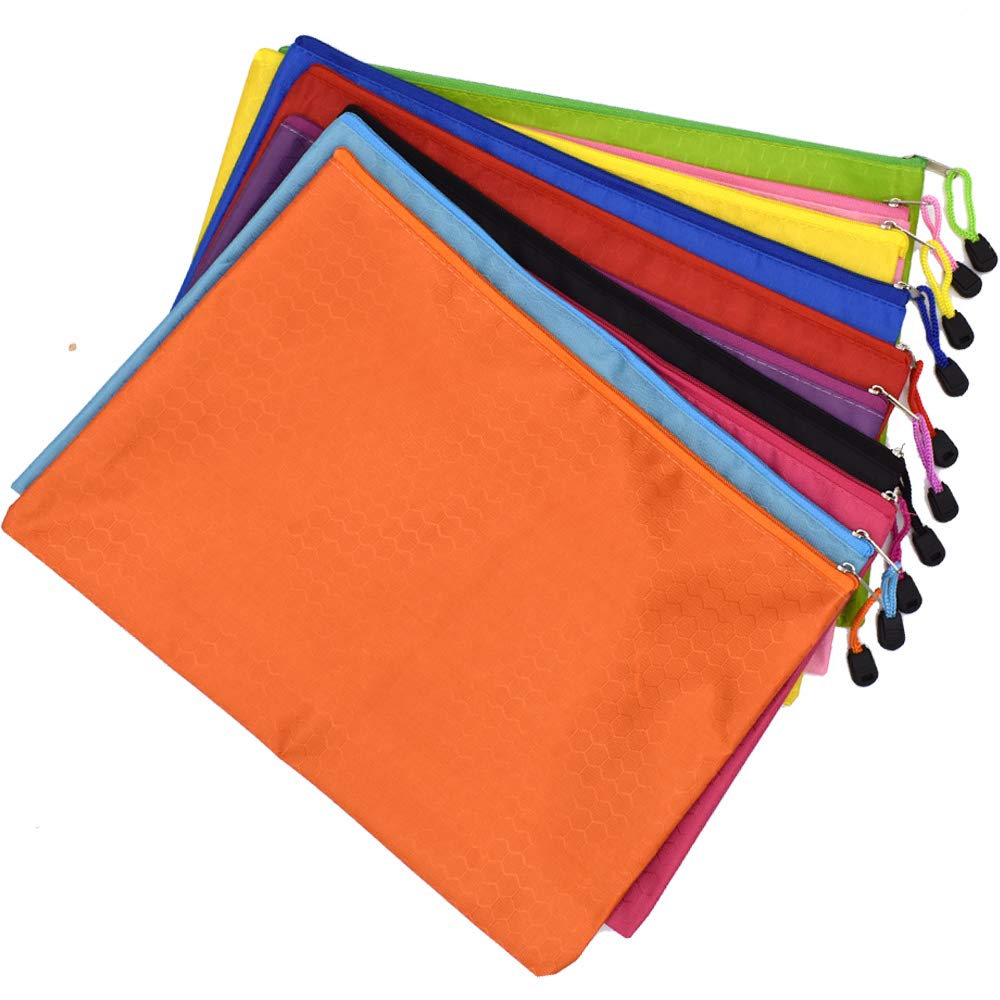 Renashed 10Pcs A4 Waterproof Zipper File Bags Football Pattern Office Document Bags Students Files Category Bag 10 Color