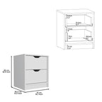 Double Drawer Nightstand 19&Quot; H, Bedside Table, White