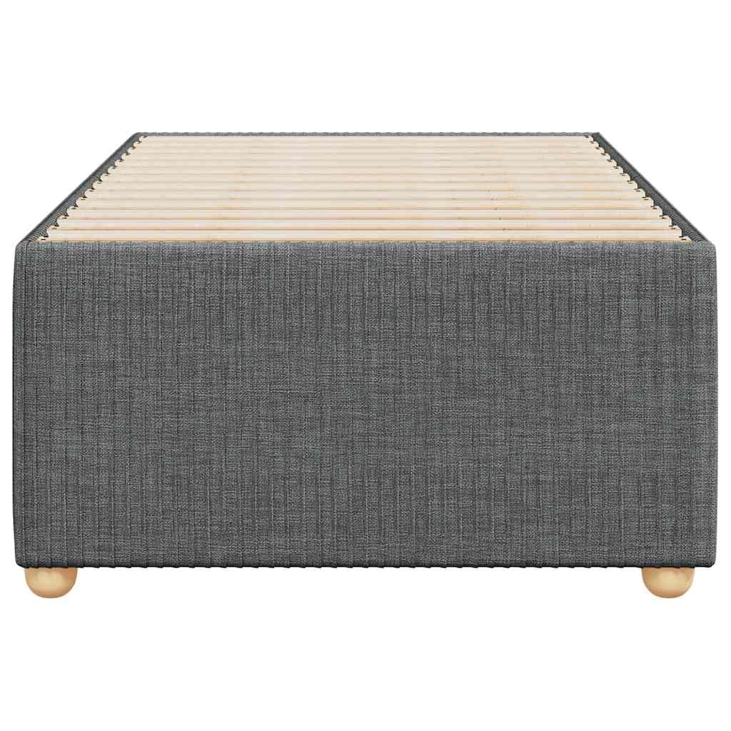 vidaXL Twin Upholstered Bed Frame - Dark Gray Fabric Slatted Mattress Base, 74.8 x 39.4, Modern Platform Bedstead