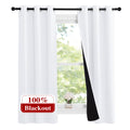 NICETOWN Pure White 100% Blackout Lined Curtains, 1 Pair, 37 Width x 60 Length Each Panel, 2 Thick Layers Narrow Wide Window Tre