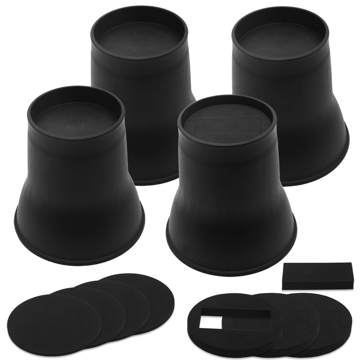 HANIHUA 4 Pack Bed Risers 6 inch Heavy Duty Black Furniture Risers, Bed Lifts Risers for Bed, Table, Couch, Desk, Bed Frame Rise