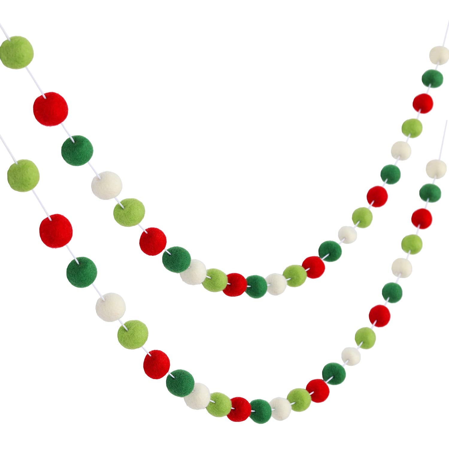Boao 2 Pcs Felt Ball Garland Colorful Pom Pom Garland 9.84 Feet 70 Balls Wool Felt Banner Wall Decorations for Home Teacher Clas