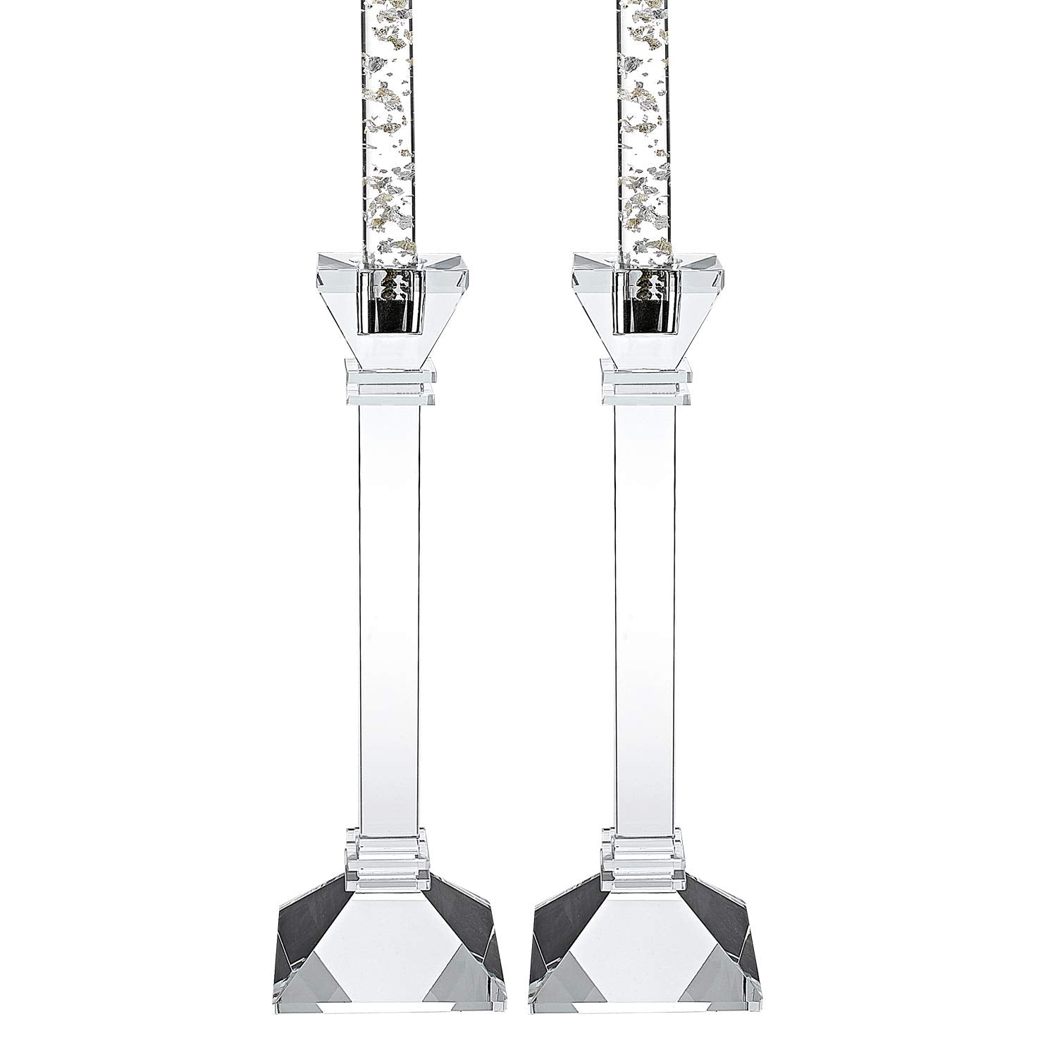 HomeRoots Hand Crafted Crystal Pair Classic Candle Holders
